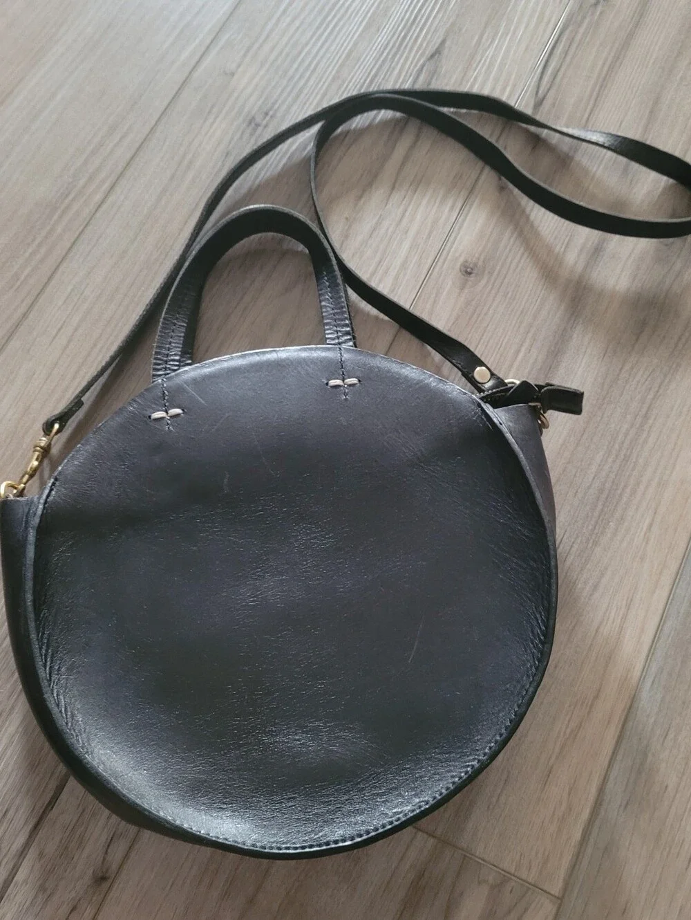 Womans Clare V. Crossbody Bag Black Leather Preowned.
